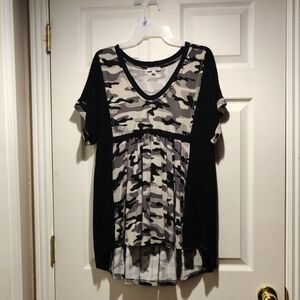 Grey camo babydoll top by White Birch